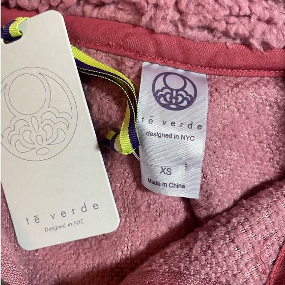 Sherpa Popover Te Verde Women Fleece Top XS Rose Leisure Cozy Warm Outdoor NEW - Picture 3 of 13